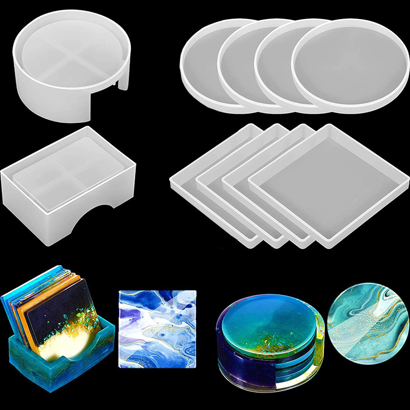 Coaster Mold Round - 5 قطع/مجموعة من قواعد أكواب راتينج