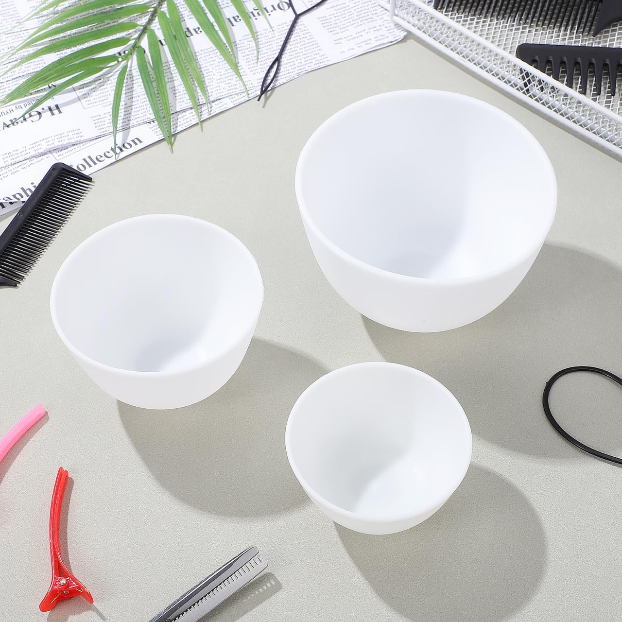 Mixing Cup Silicone - 3 قطع/مجموعة أوعية سيليكون بيضاء لخلط