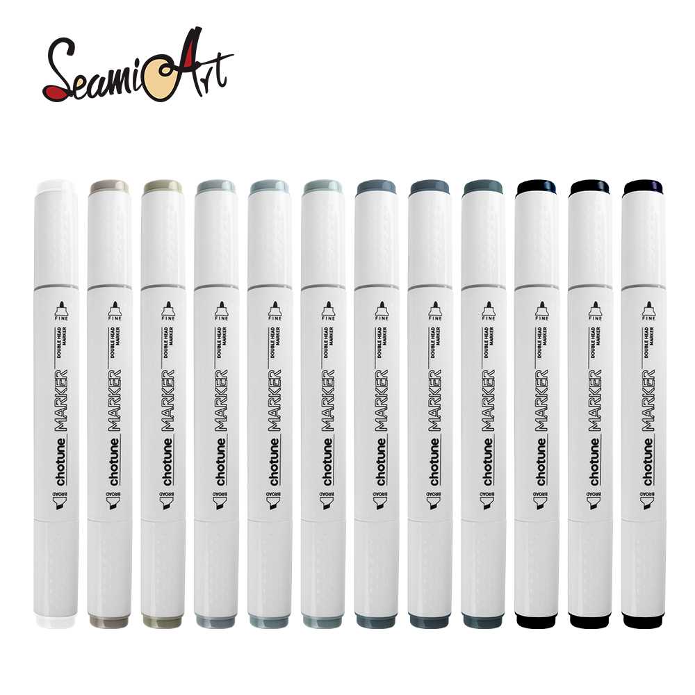 THOTUNE 12 لون رمادي دافئ رماد - مراجعة Copic Marker Sketch وسعره